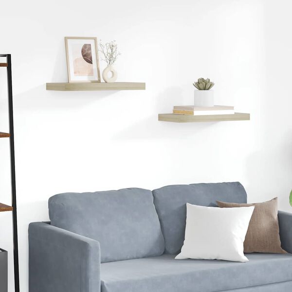 vidaXL Настінні полиці з прихованим кріпленням 2 шт Колір дуба 50x23x3,8 см МДФ