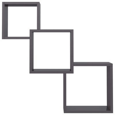 vidaXL Кубічні настінні полиці Глянцевий сірий 84,5x15x27 см ДСП