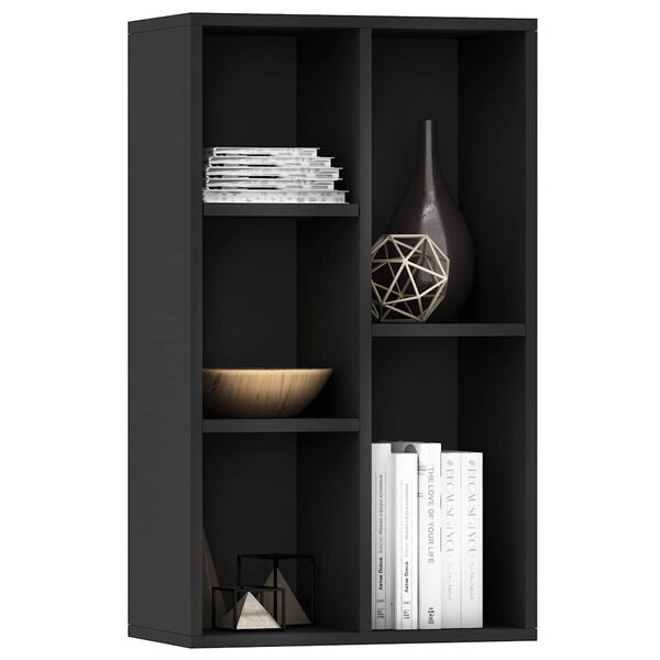 800163 vidaXL Book Cabinet/Sideboard Black 50x25x80 cm Chipboard