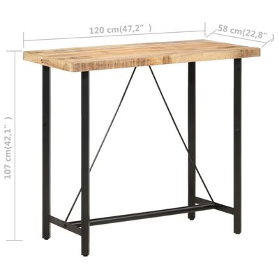 vidaXL Барний стіл 120x58x107 см Необроблена мангова деревина