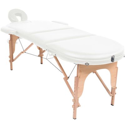 vidaXL Розкладний масажний стіл 4 см Щільний з 2 валиками Білий