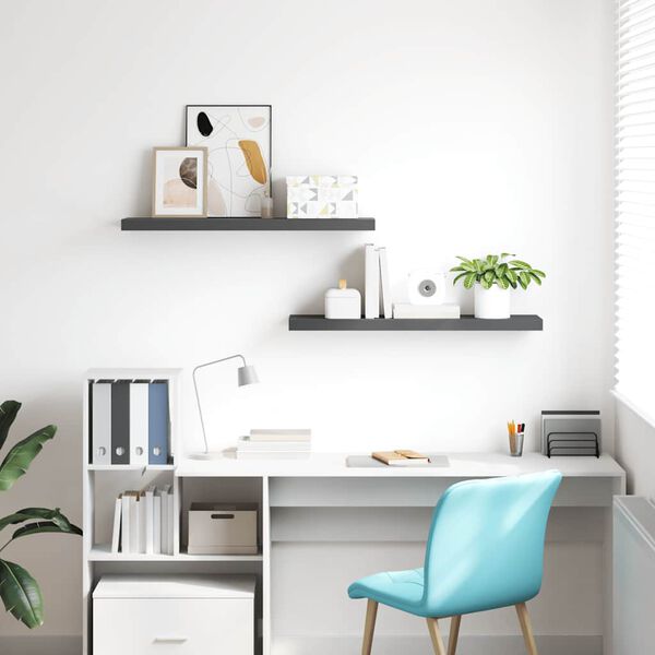 vidaXL Настінні полиці з прихованим кріпленням 2 шт Глянцевий сірий 90x23,5x3,8 см МДФ