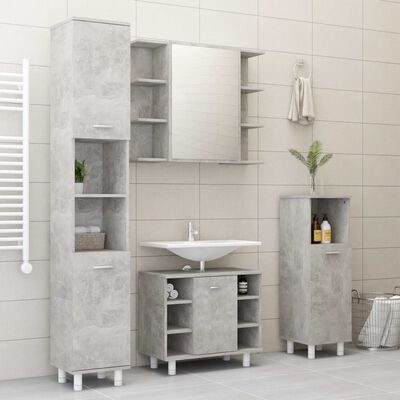 vidaXL Дзеркальна шафа для ванної кімнати Сірий бетон 80x20,5x64см ДСП