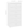 800666 vidaXL Sideboard with 6 Drawers White 50x34x96 cm Chipboard