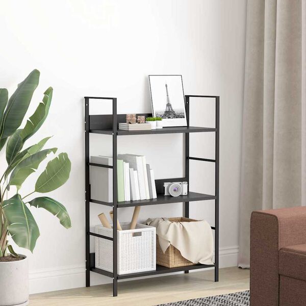 288218 vidaXL 3-Layer Book Shelf Black 60x27,6x90,5 cm Chipboard