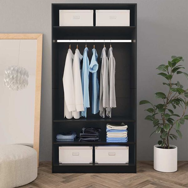 800226 vidaXL Wardrobe Black 100x50x200 cm Chipboard