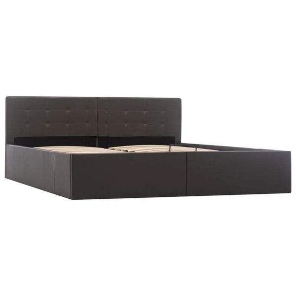 vidaXL Гідравлічний каркас ліжка Сірий 160x200 см Штучна шкіра