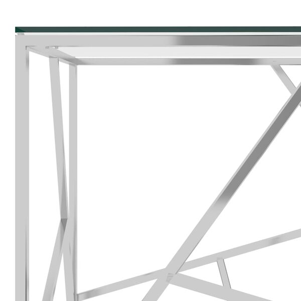 vidaXL Журнальний столик Сріблястий 55x55x55см Нержавіюча сталь і скло