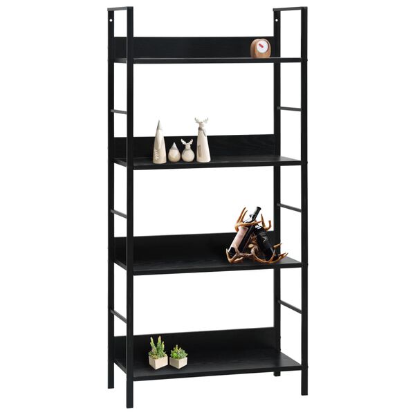 288222 vidaXL 4-Layer Book Shelf Black 60x27,6x124,5 cm Chipboard