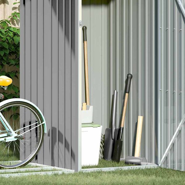 vidaXL Садовий Сарай Дровник Сірий 245x98x159 см Оцинкована Сталь