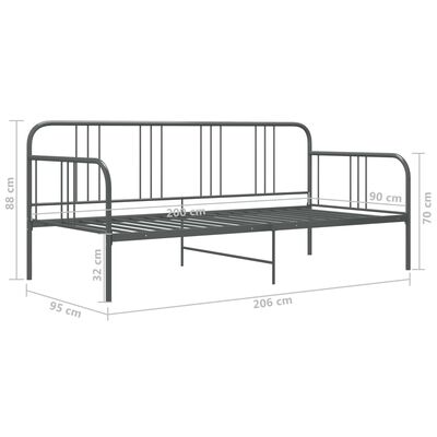 vidaXL Каркас дивана-ліжка Сірий 90х200 см Метал