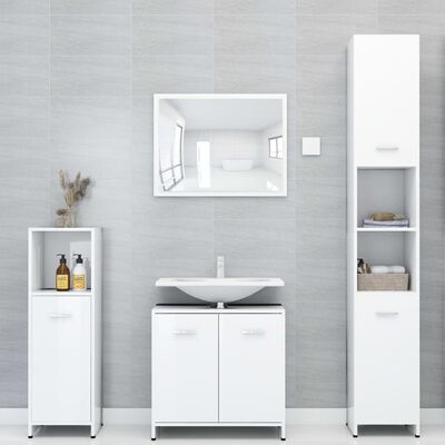vidaXL Шафа для ванної кімнати Глянцевий білий 30x30x183,5 см ДСП