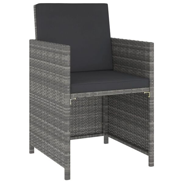 vidaXL Вуличний Обідній Комплект 6 Од. з Подушками Сірий Поліротанг