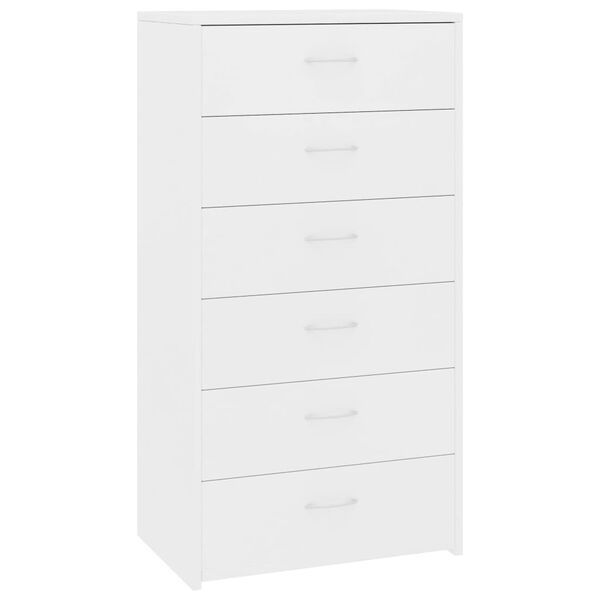 800666 vidaXL Sideboard with 6 Drawers White 50x34x96 cm Chipboard