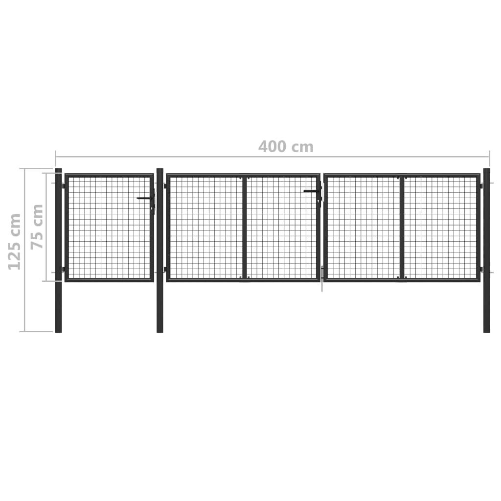 vidaXL Садові Ворота Антрацит 400x75 см Сталь