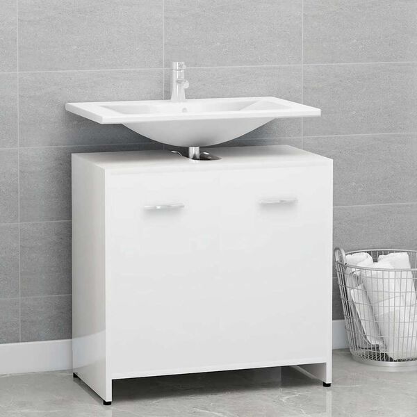 802576 vidaXL Bathroom Cabinet High Gloss White 60x33x61 cm Chipboard