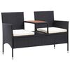 vidaXL Садова Лавка 2-Місна зі Столиком Чорний 143 см Поліротанг