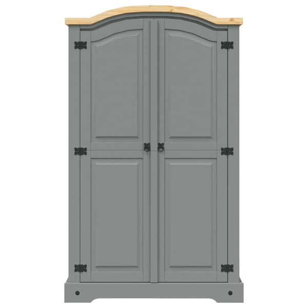 282619 vidaXL Wardrobe Mexican Pine Corona Range 2 Doors Grey