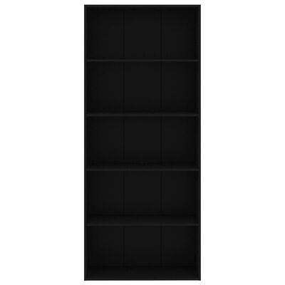 vidaXL 5-Рівнева книжкова шафа Чорний 80x30x189 см ДСП