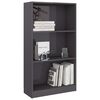 800872 vidaXL 3-Tier Book Cabinet High Gloss Grey 60x24x109 cm Engineered Wood