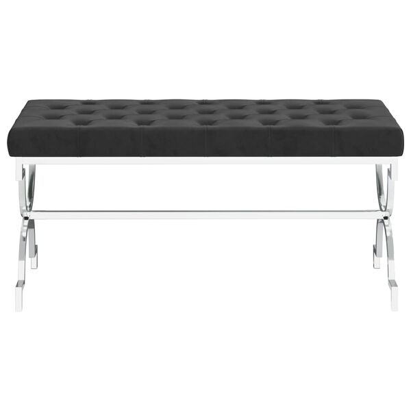 vidaXL Лавка Чорний 99 см Оксамитова Тканина і Нержавіюча Сталь