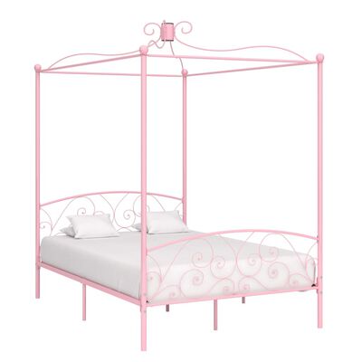 vidaXL Каркас ліжка з балдахіном Рожевий 140x200 см Метал