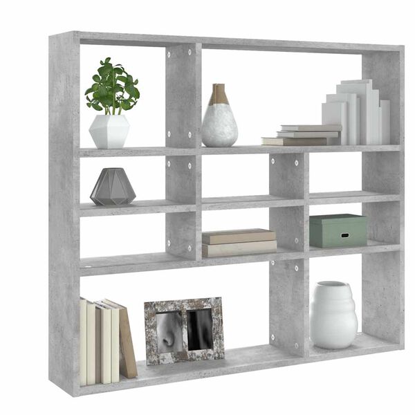 802943 vidaXL Wall Shelf Concrete Grey 90x16x78 cm Chipboard