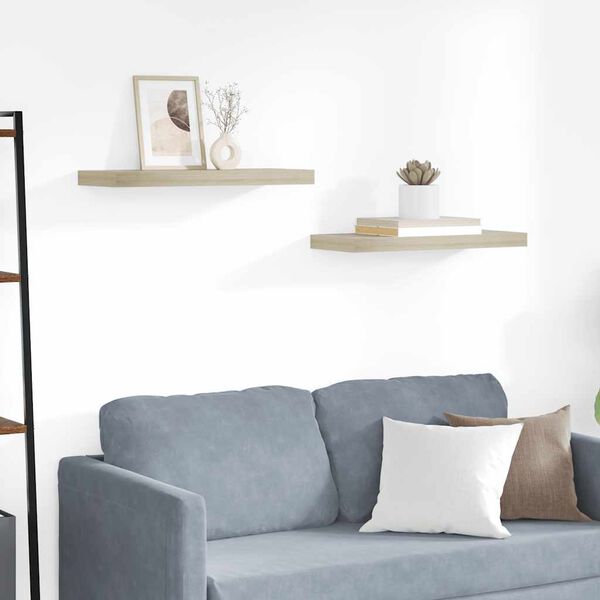 vidaXL Настінні полиці з прихованим кріпленням 2 шт Колір дуба 60x23,5x3,8 см МДФ