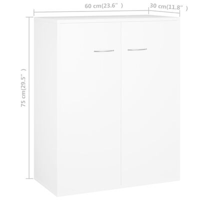 800729 vidaXL Sideboard White 60x30x75 cm Chipboard