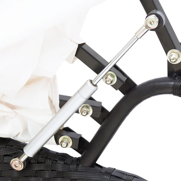 vidaXL Вуличне Ліжко з Навісом Чорний Поліротанг