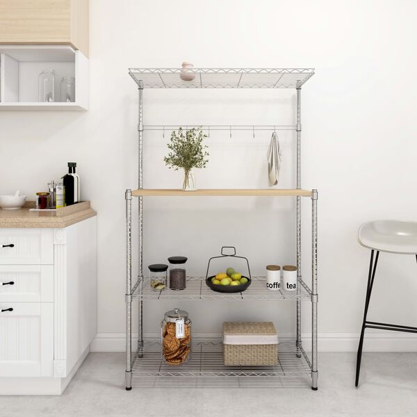 vidaXL 4-рівнева етажерка для мікрохвильової печі 90x35x150 см