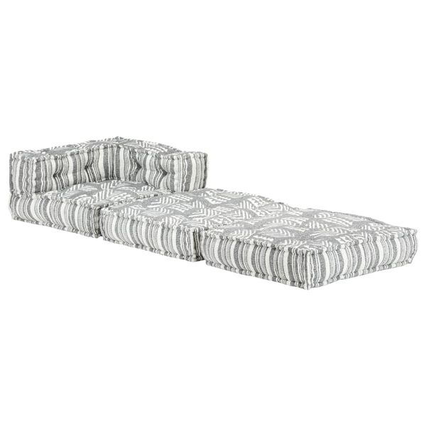 vidaXL Модульний Пуф Сірий Смугастий Тканина