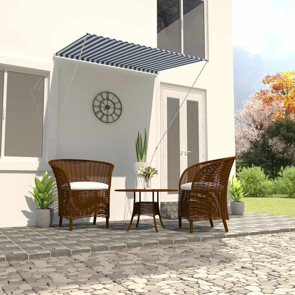 vidaXL Висувний Тент Синій/Білий 150x150 см