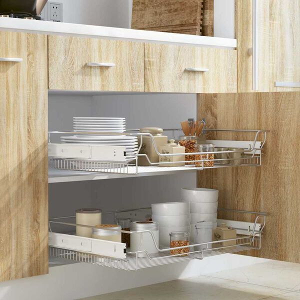 vidaXL Висувні дротяні кошики 2 шт Сріблястий 800 мм