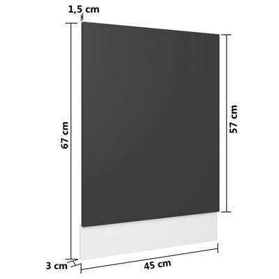 vidaXL Панель для Посудомийної Машини Сірий 45x3x67 см ДСП