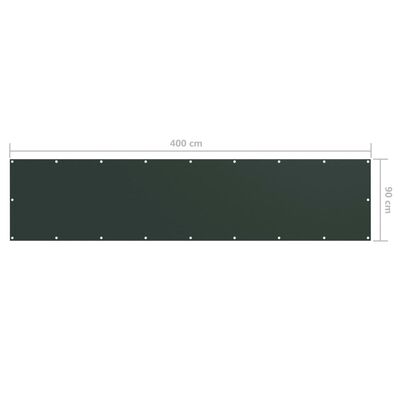 vidaXL Балконна Ширма Темно-Зелений 90x400 см Тканина Оксфорд