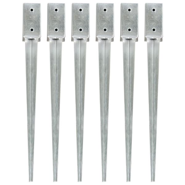 vidaXL Кілочки для Грунту 6 шт Сріблястий 7x7x75 см Оцинкована Сталь