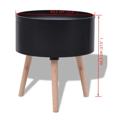 vidaXL Приставний столик з піддоном Круглий Чорний 39,5x44,5 см