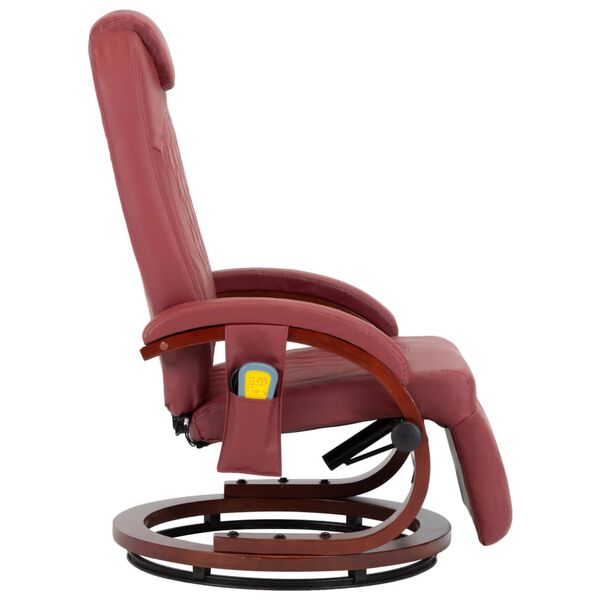 vidaXL Масажне Крісло з Відкидною Спинкою Бордовий Штучна Шкіра