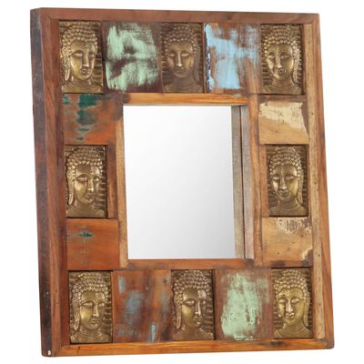 vidaXL Дзеркало з образами Будди 50x50 см Масив відновленої деревини