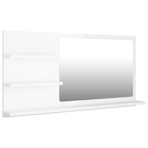 805021 vidaXL Bathroom Mirror High Gloss White 90x10,5x45 cm Chipboard