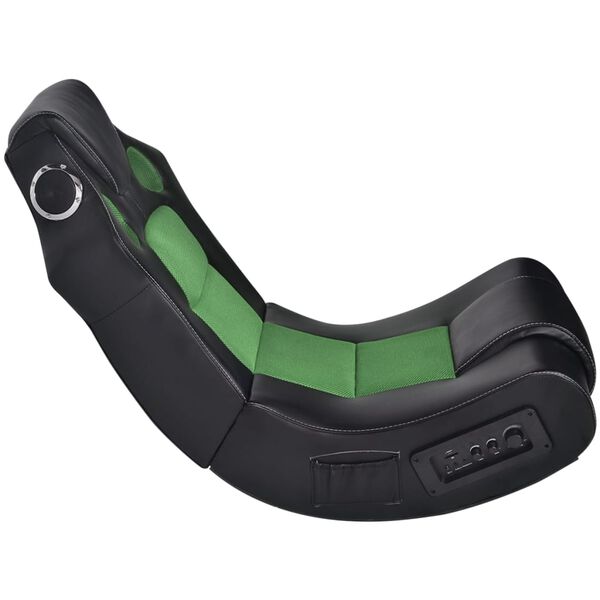 vidaXL Музичне крісло-качалка Чорний/Зелений Штучна шкіра