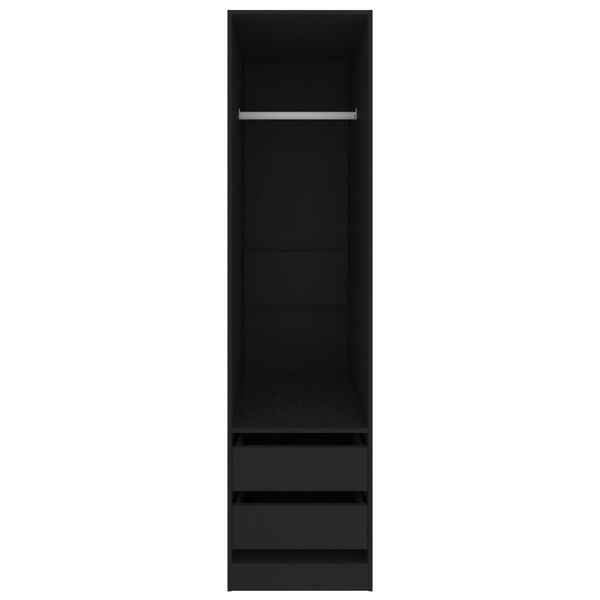 vidaXL Гардеробна шафа з шухлядами Чорний 50х50х200 см ДСП