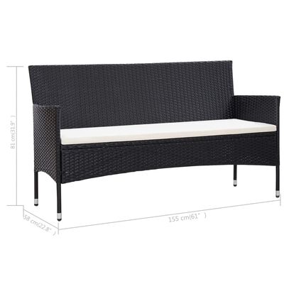 vidaXL Тримісний садовий диван з подушками Сірий Поліротанг