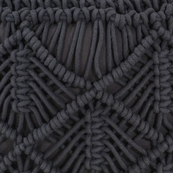 vidaXL Пуф Ручної Роботи Макраме Антрацит 45х30 см Бавовна