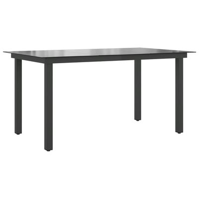 vidaXL Cадовий стіл Чорний 150x90x74 см Алюміній і скло