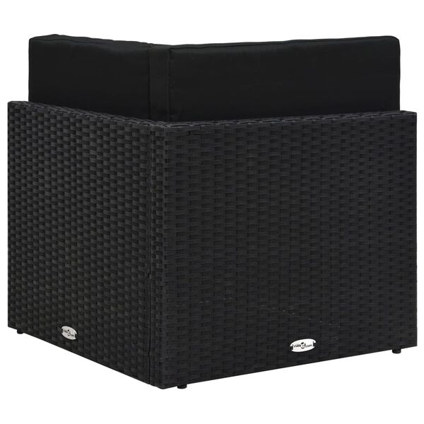 vidaXL Секційний кутовий диван Чорний Поліротанг