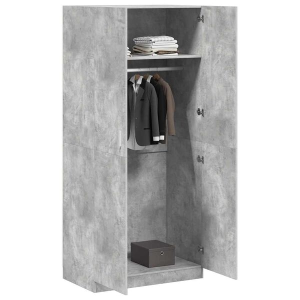 800634 vidaXL Wardrobe Concrete Grey 90x52x200 cm Chipboard