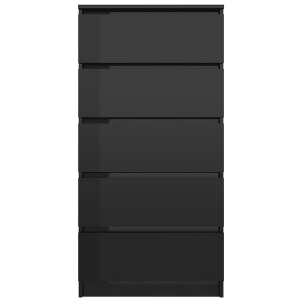 801416 vidaXL Drawer Sideboard High Gloss Black 60x35x121 cm Chipboard