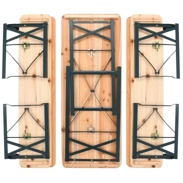 vidaXL Розкладний Пивний Стіл з 2 Лавками 118 см Деревина Ялини